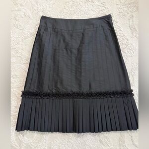 Black Silk Pleated Midi Skirt Women’s 8 Minimalist Vintage Style